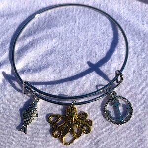 Brand New! Handmade! Adjustable Charm Bangle Bracelet!